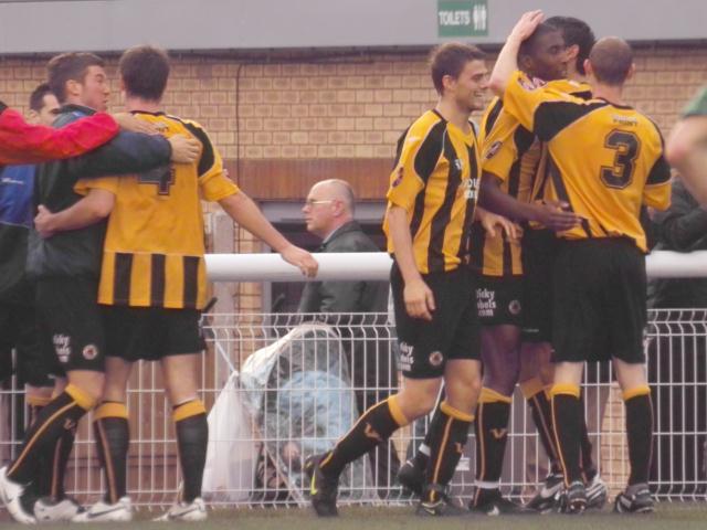 Celebrating Boston's third goal