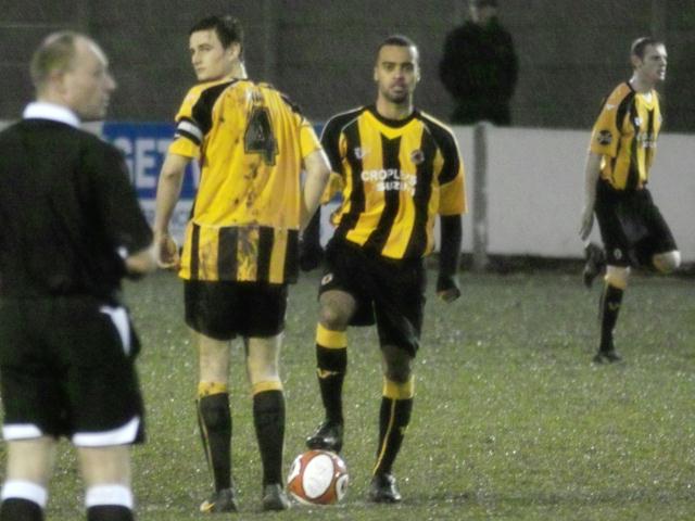 Anthony Church and Spencer Weir-Daley prepare to kick off the second half