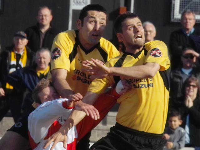 Paul Ellender and Liam Parker leap