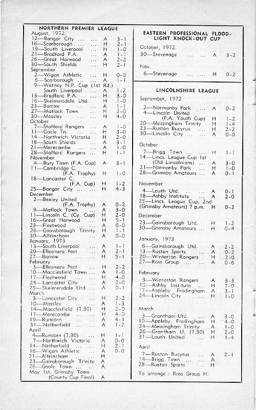 Programme Page 10 - 1972/3