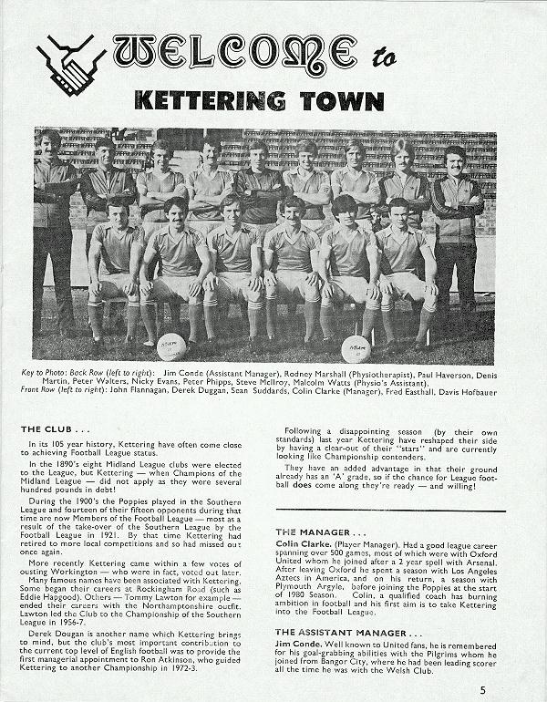 Programme Page 5 - 1980/1