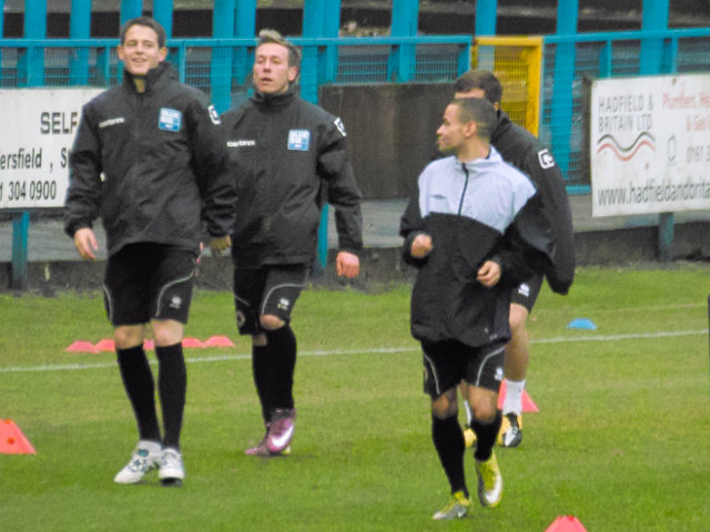 Marc Newsham, Tony Edwards and Ben Fairclough warm up