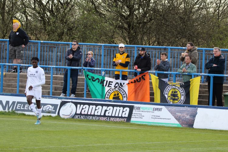 Boston fans behind the goal