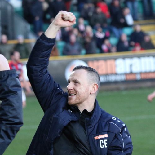 Craig Elliott celebrates the win